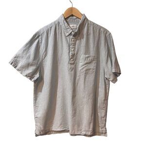 Onia Men Short Sleeve Lightweight Linen V-neck Polo Shirt Size XL